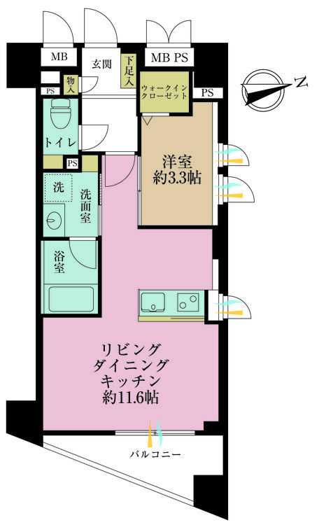 その他 1LDK、専有面積37.02m2、バルコニー面積3.62m2