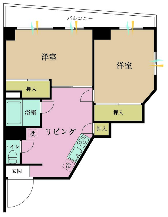 その他 2DK、専有面積47.2m2、バルコニー面積5.5m2
