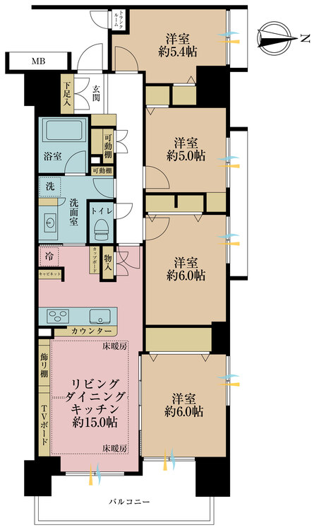 その他 4LDK、専有面積86.42m2、バルコニー面積10.09m2