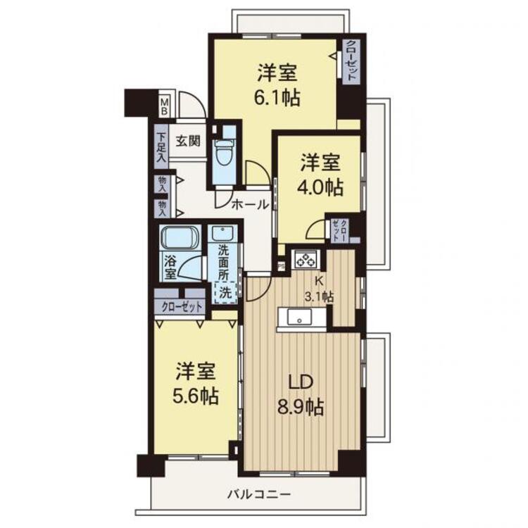 間取り 【間取り図】角部屋につき陽当り、通風良好です！新規リフォーム物件です！