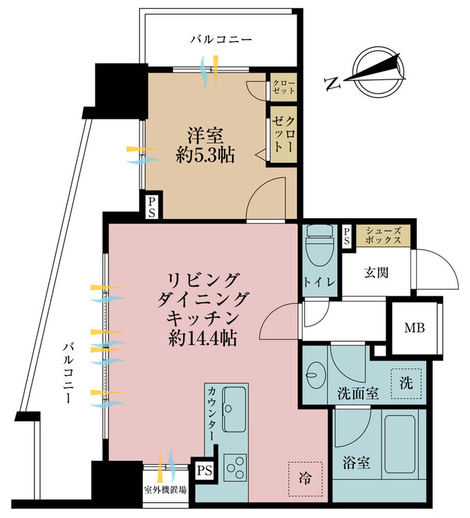 その他 1LDK、専有面積47.47m2、バルコニー面積15.01m2