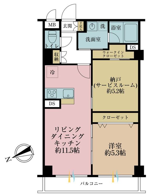 その他 1LDK+S（納戸）、専有面積50.6m2、バルコニー面積6.05m2
