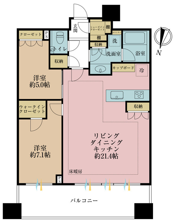 その他 2LDK、専有面積73.94m2、バルコニー面積15.01m2