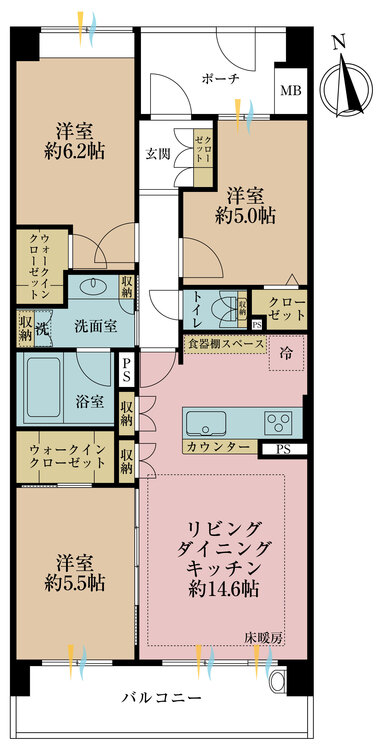 その他 3LDK、専有面積71.7m2、バルコニー面積10.98m2