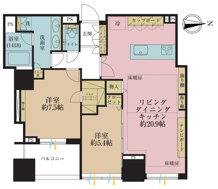 その他 2LDK、専有面積79.11m2、バルコニー面積5.68m2