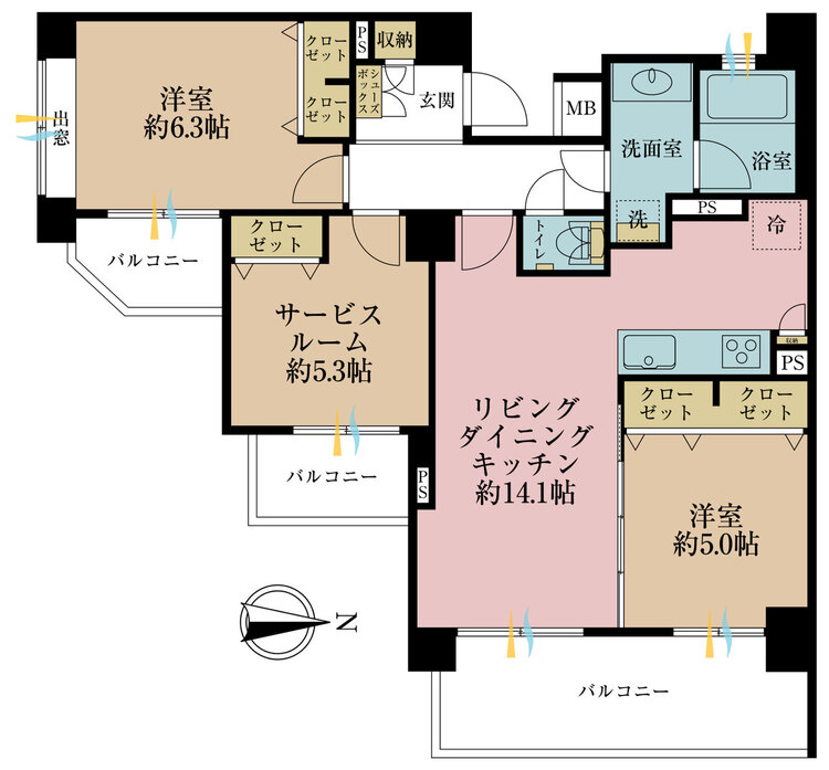 その他 2LDK+S（納戸）、専有面積70.3m2、バルコニー面積15.84m2