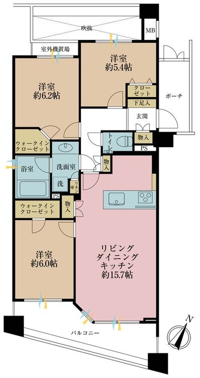 その他 3LDK、専有面積75m2、バルコニー面積11.04m2