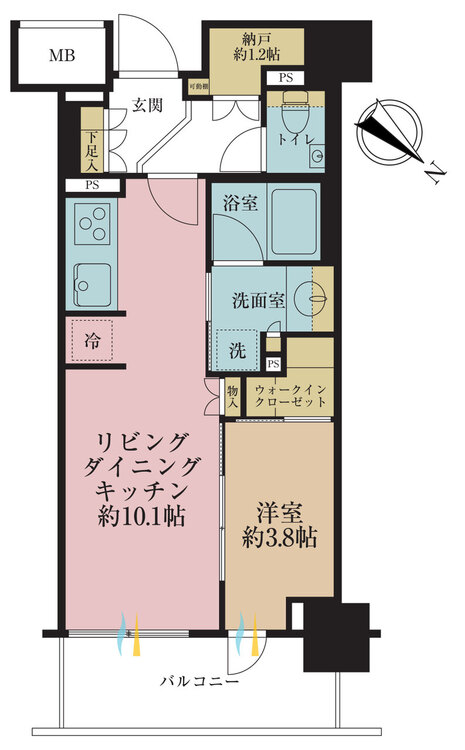その他 1LDK、専有面積38.36m2、バルコニー面積6.15m2