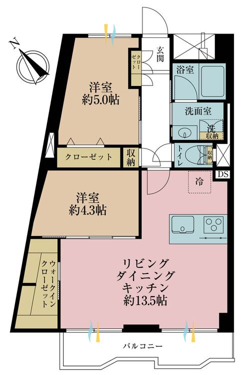 その他 2LDK、専有面積55.89m2、バルコニー面積5.75m2