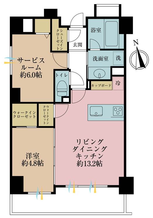 その他 2LDK、専有面積58.61m2、バルコニー面積8.96m2