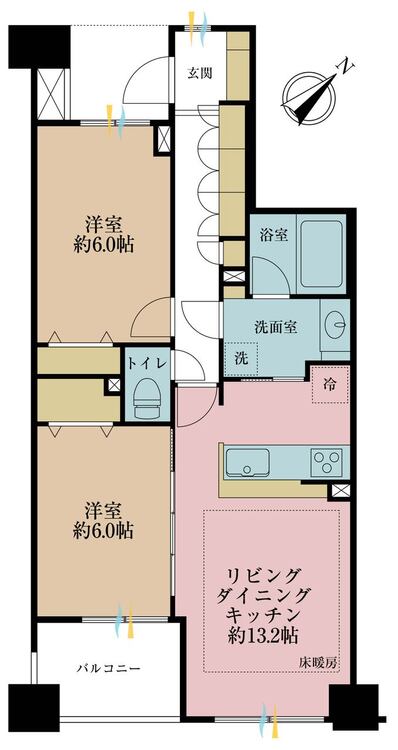 その他 2LDK、専有面積64.51m2、バルコニー面積5.32m2
