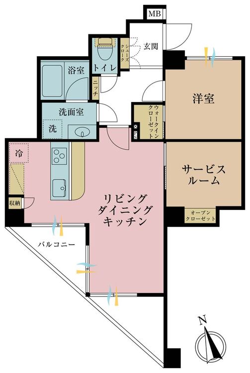 その他 1LDK+S（納戸）、専有面積52.3m2、バルコニー面積6.85m2