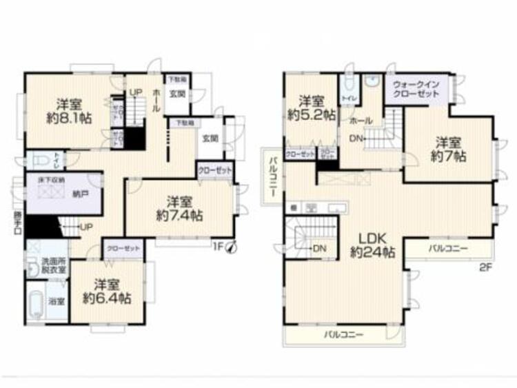 間取り 玄関・階段が2個あり、二世帯で住まえる大型住宅です！