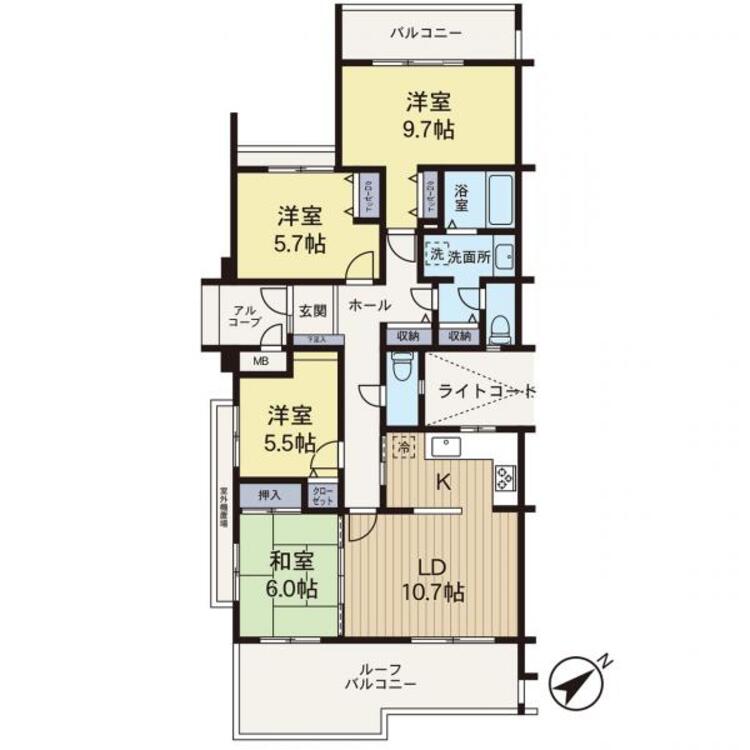 間取り 【間取り図】ゆとりある4LDKの間取りです！ルーフバルコニー付きで陽当り良好です！
