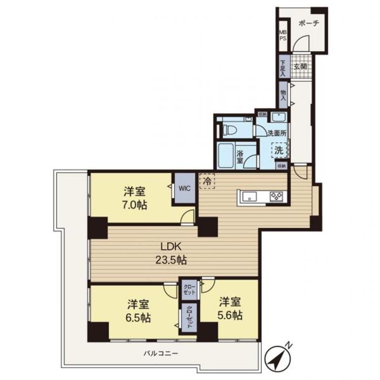 間取り 【間取り図】LDK広々23.5帖ございます！ウォークインクローゼット付きで収納豊富です！