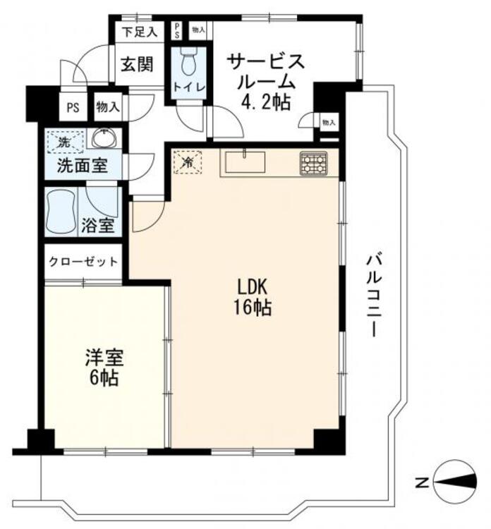 間取り １ＬＤＫ＋Ｓ（納戸）