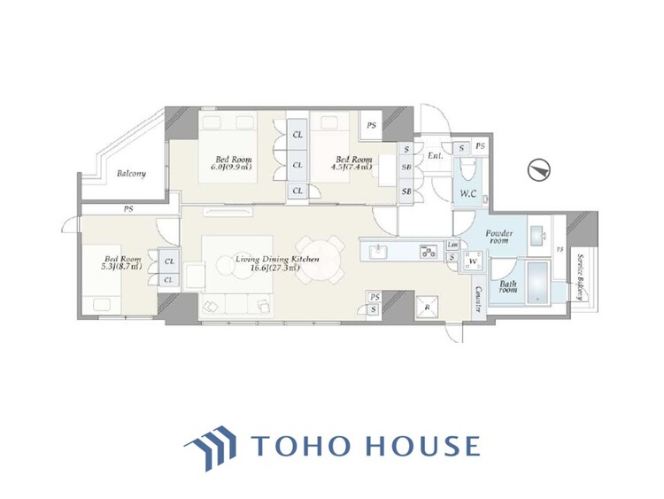 間取り 暮らし続けることで、住まいの意味を問いかける。団欒を育むスペースは通風・日当たり良好で、窓を開けるとすこやかな風が吹き抜けます。