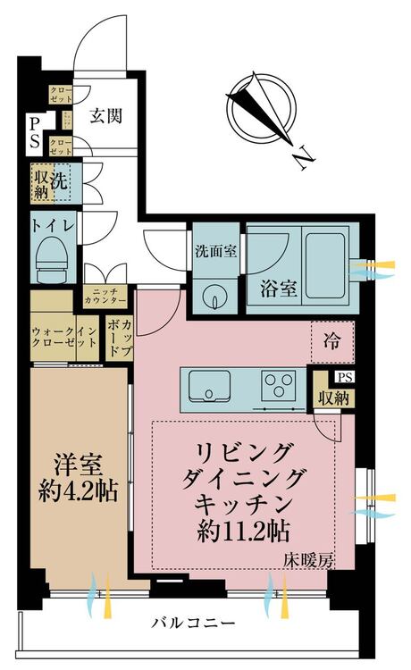 その他 1LDK、専有面積40.74m2、バルコニー面積6.38m2