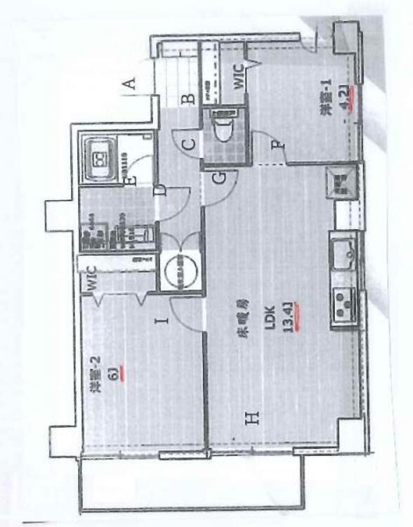 間取り 【間取り図】ウォークインクローゼット付き2つございます！オール電化マンションです！