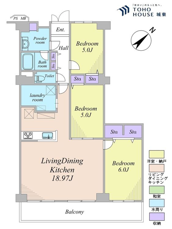 間取り ３ＳＬＤＫ、専有面積７９．８２平米、バルコニー面積１１．３４平米