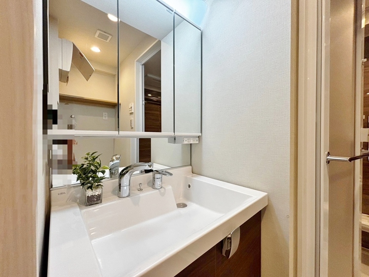 洗面 何かと物が増える場所だからこそ、スッキリと見映えの良い空間に。