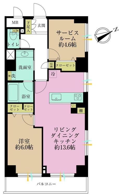 その他 1LDK+S、専有面積57.01?、バルコニー面積5.4?