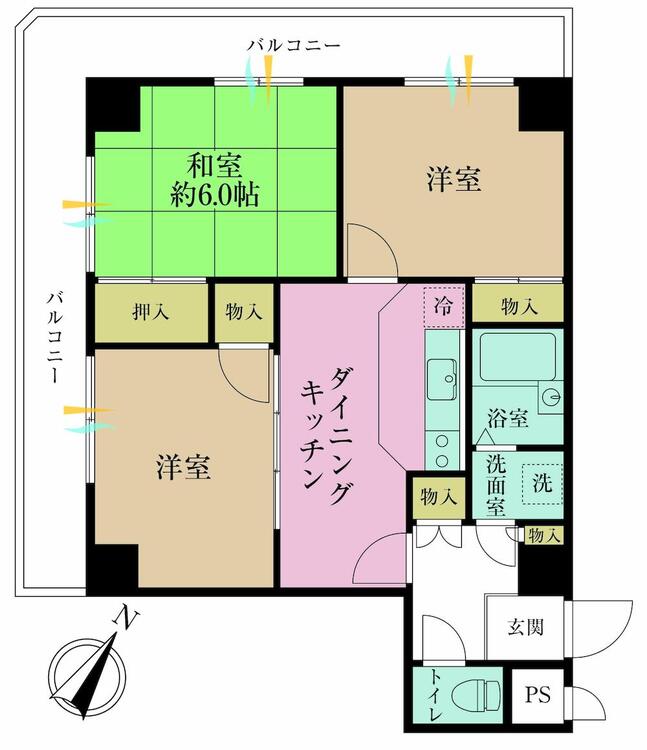 その他 3DK、専有面積55.66?、バルコニー面積15.28?