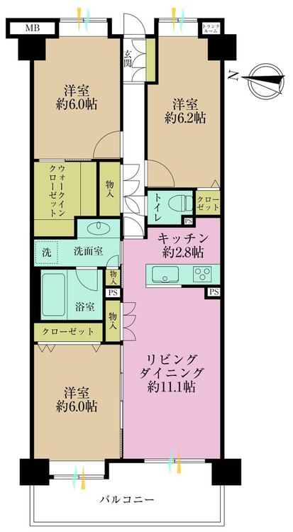 その他 3LDK、専有面積75.7?、バルコニー面積11.02?