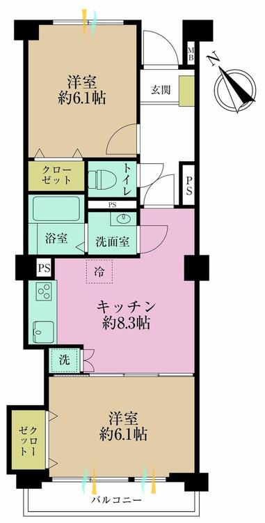 その他 2DK、専有面積57.75?、バルコニー面積4.7?