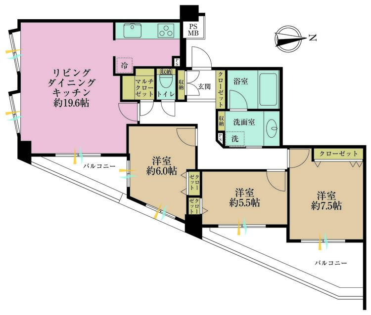 その他 3LDK、専有面積89.24m2、バルコニー面積13.11m2