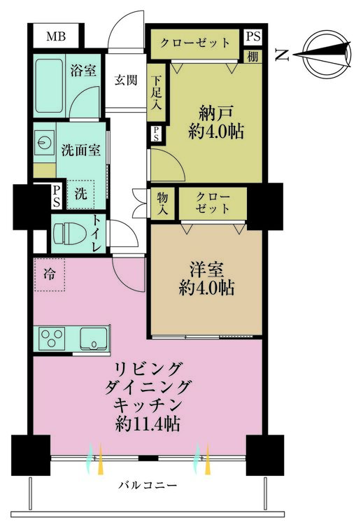 その他 1LDK+S（納戸）、有面積54.52m2