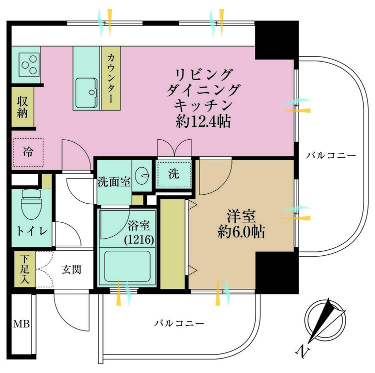 その他 1LDK、専有面積38.4m2、バルコニー面積11.86m2