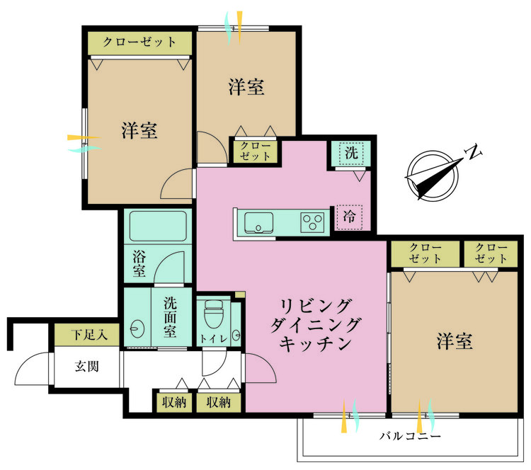 その他 3LDK、専有面積81.66m2、バルコニー面積6.21m2