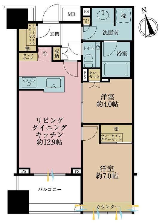 その他 2LDK、専有面積56.7m2、バルコニー面積6.33m2