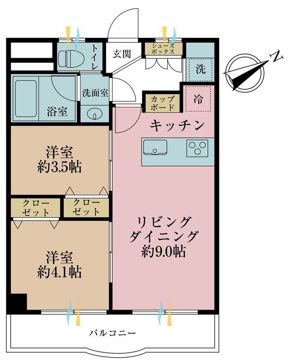 その他 2LDK、専有面積38.88m2、バルコニー面積5.4m2