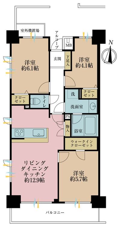 その他 3LDK、専有面積64.05m2、バルコニー面積7.78m2