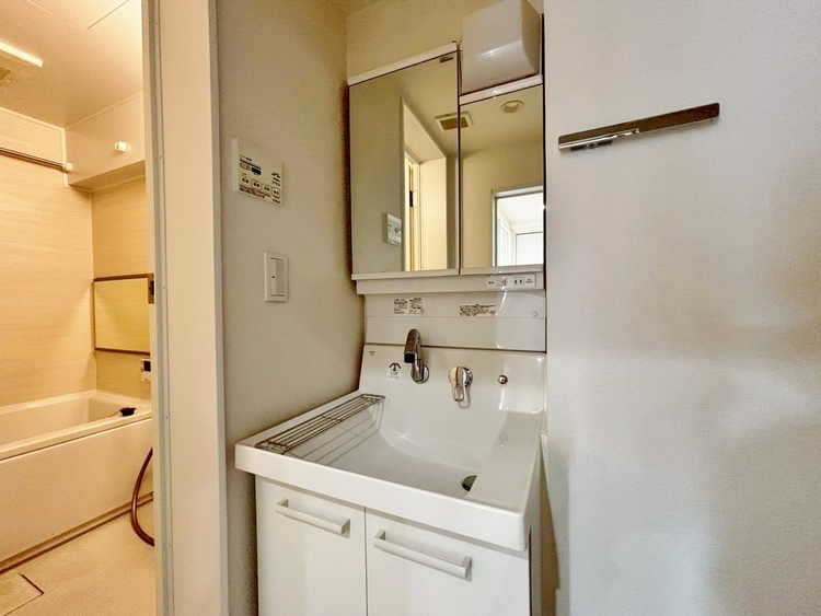 洗面 何かと物が増える場所だからこそ、スッキリと見映えの良い空間に。