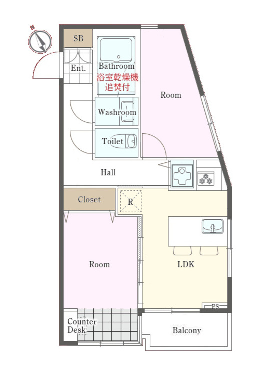 その他 2LDK、専有面積39.98m2、バルコニー面積3.12m2