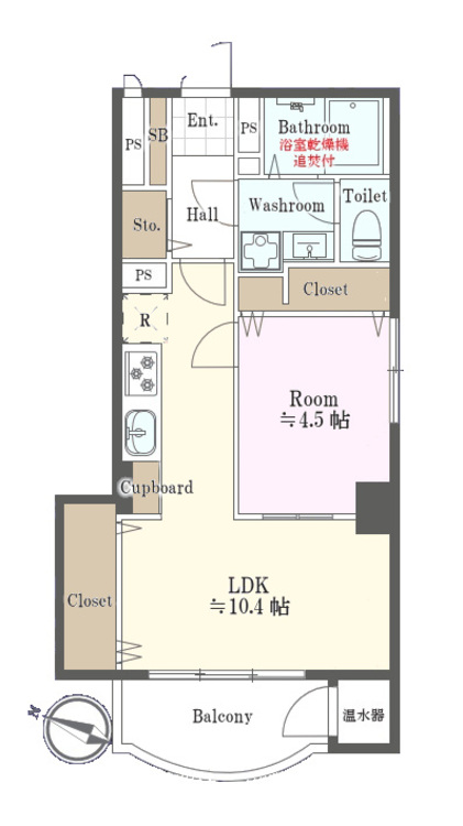 その他 1LDK、専有面積40.7m2、バルコニー面積4.58m2