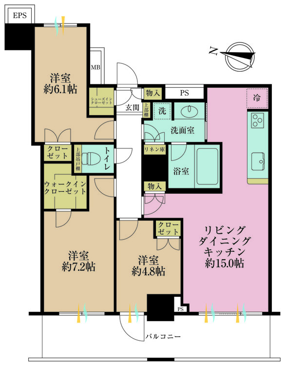 その他 3LDK、専有面積74.49m2、バルコニー面積14.26m2