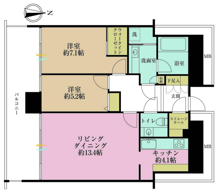 その他 2LDK、、専有面積73.82m2、バルコニー面積18.46m2