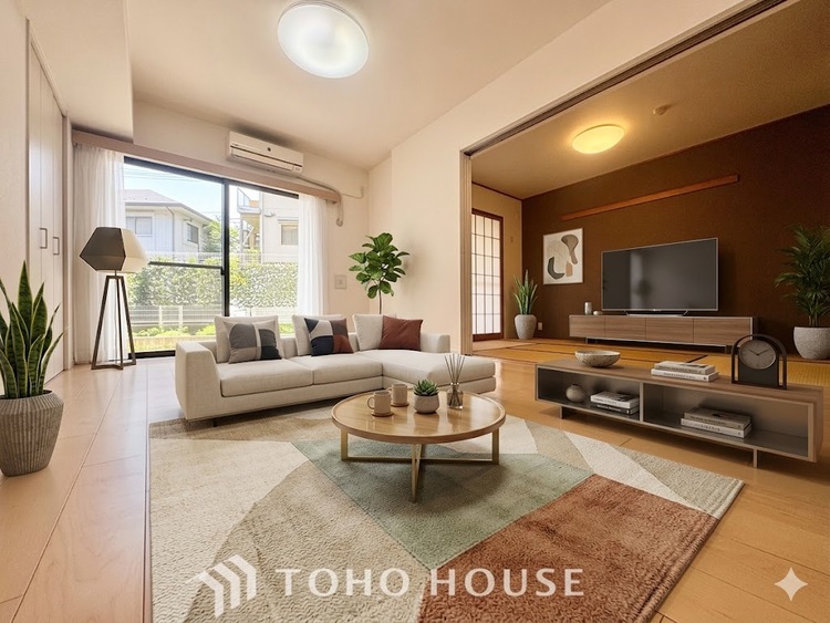 内装 ＊配置してある家具や小物はCGによるイメージ画像です。【LIVING】◆Sunshine◆光が燦々と入り、いるだけで気持ちいい。「開放的でゆとりあるお部屋です。