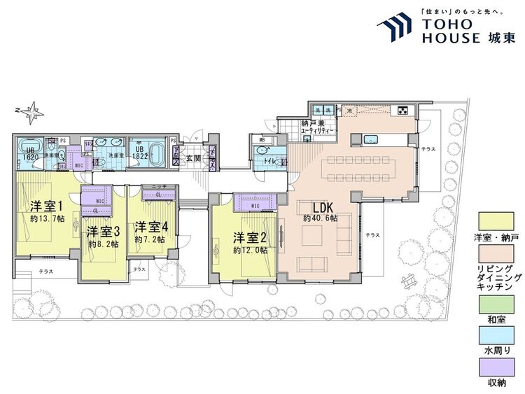 間取り ４ＬＤＫ、専有面積１９３．９５平米、バルコニー面積１８．５３平米