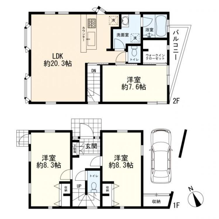 間取り ３ＬＤＫ＋車庫