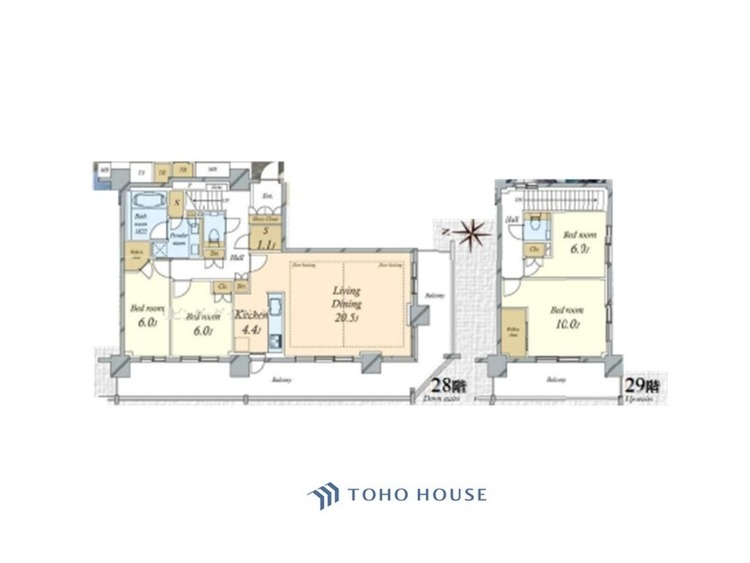 間取り 【house the light is illuminat】採光と風　家事導線も比較的良好で、風通しの良さで過ごしやすい麗(うら)らかな気分にさせてくれるリビング
