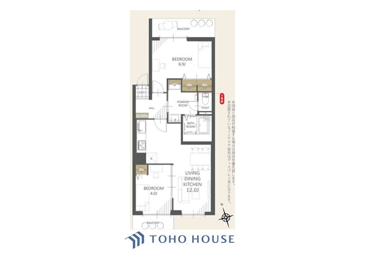 間取り ◆居心地のいい暮らし◆には欠かせない眩い採光。ゆったりとした幅の窓からこの空間に降り注ぐ採光が絶えない。明るいリビングこそ居心地のいい暮らしが待っているのだと思う。