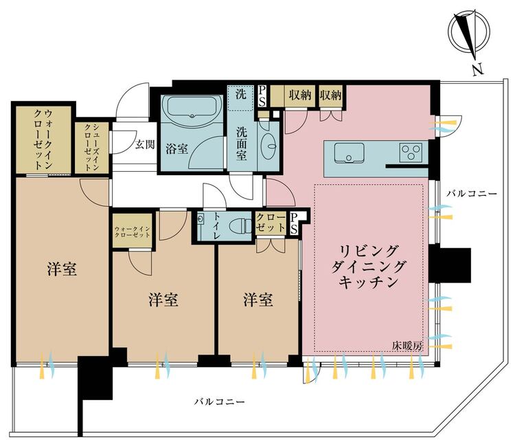 その他 3LDK、専有面積81.19m2、バルコニー面積34.97m2