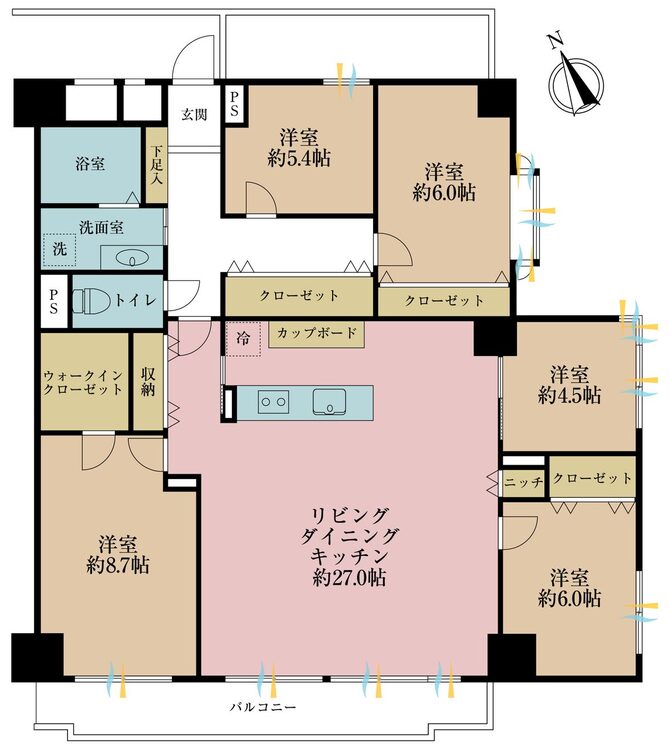 その他 5LDK、専有面積126m2、バルコニー面積11.66m2