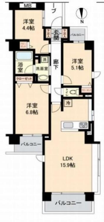 間取り 間取図　３ＬＤＫ