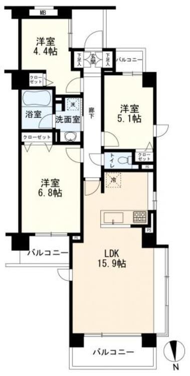 間取り 間取図　３ＬＤＫ